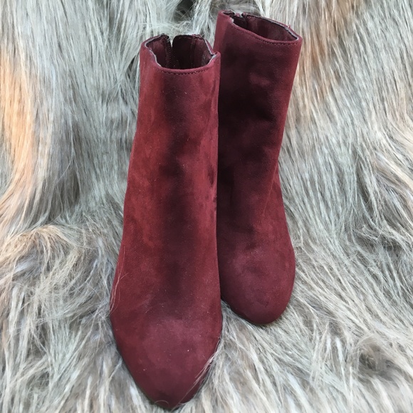 JustFab Shoes - Burgundy Heel Booties - Size 6.5